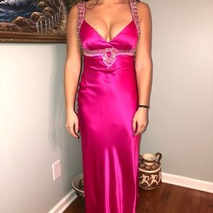 Sherri Hill size 2 pink satin prom dress